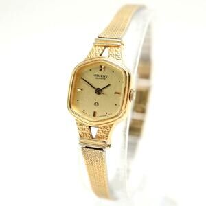 Vintage Orient Gold Tone Womens 18mm Cocktail Watch 6.5" Bracelet w New Battery